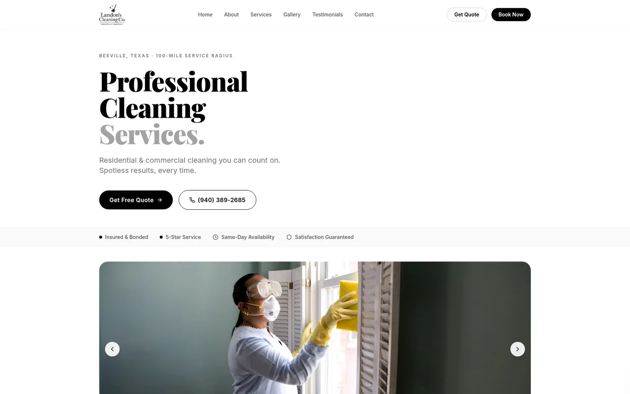 Landon's Cleaning Co. website