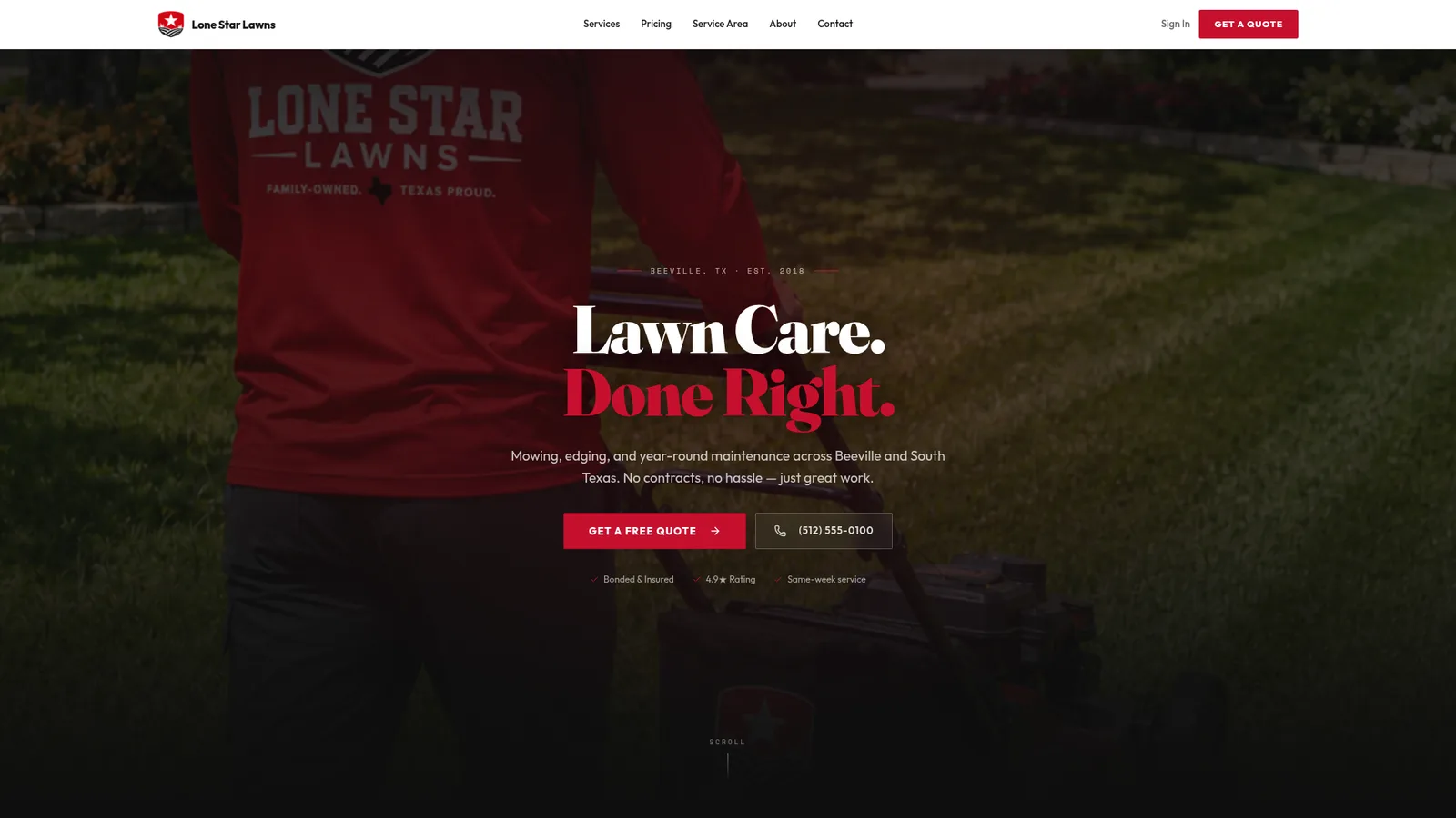 Lone Star Lawns lawn care website